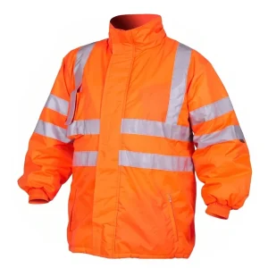 Casaca de Seguridad de Alta Visibilidad Naranja Flúor con Cintas Reflectivas